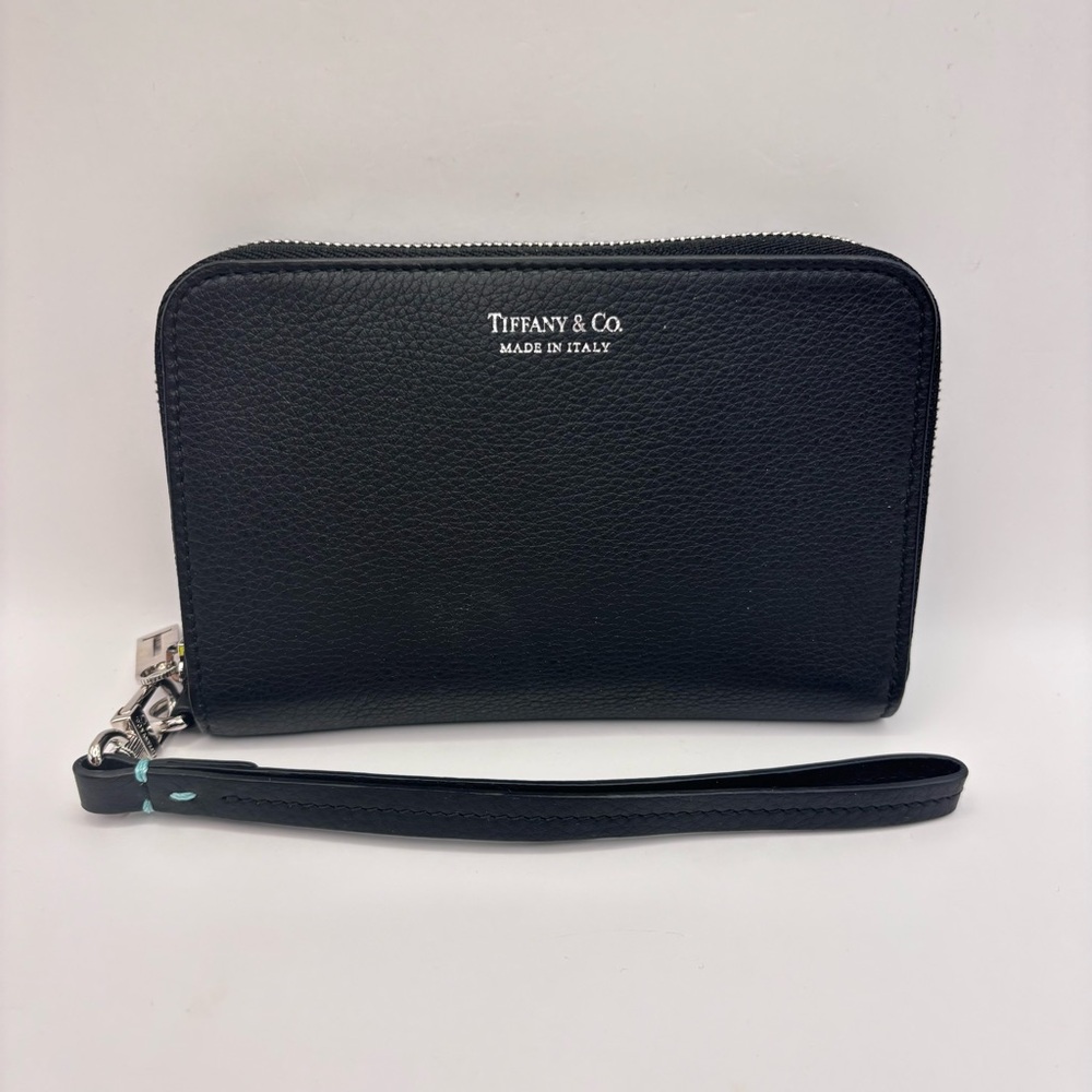 Tiffany & Co. Black Leather Wristlet Tiffany Wallet Tiffany Card Holder Wrislet